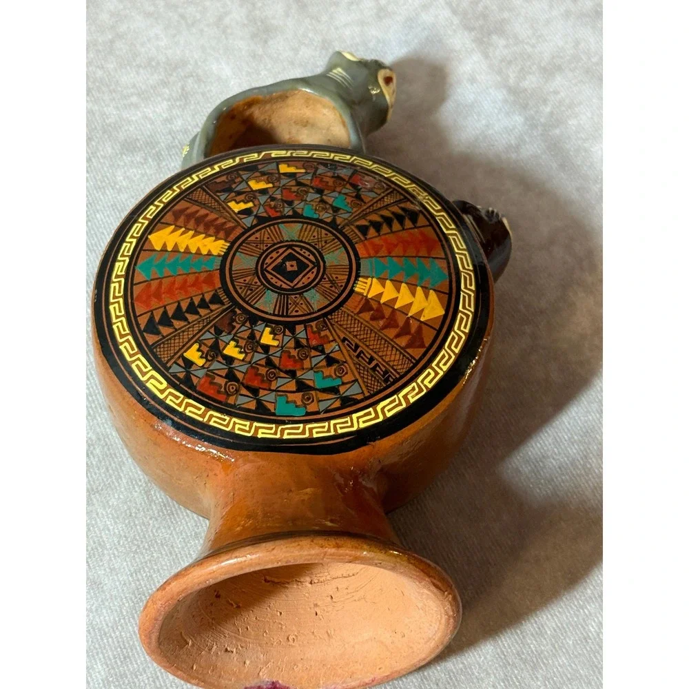 Vintage Peruvian Chicha‎ Jug Cusco Jaguar Pitcher Vessel Folk Art South American